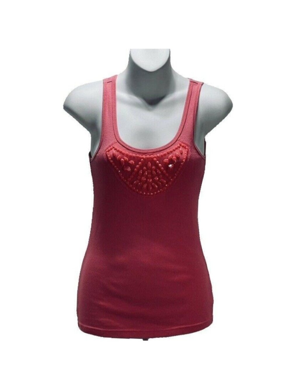 Old Navy Womens Pink Sleeveless Tank Top With Beaded Front Design Size S